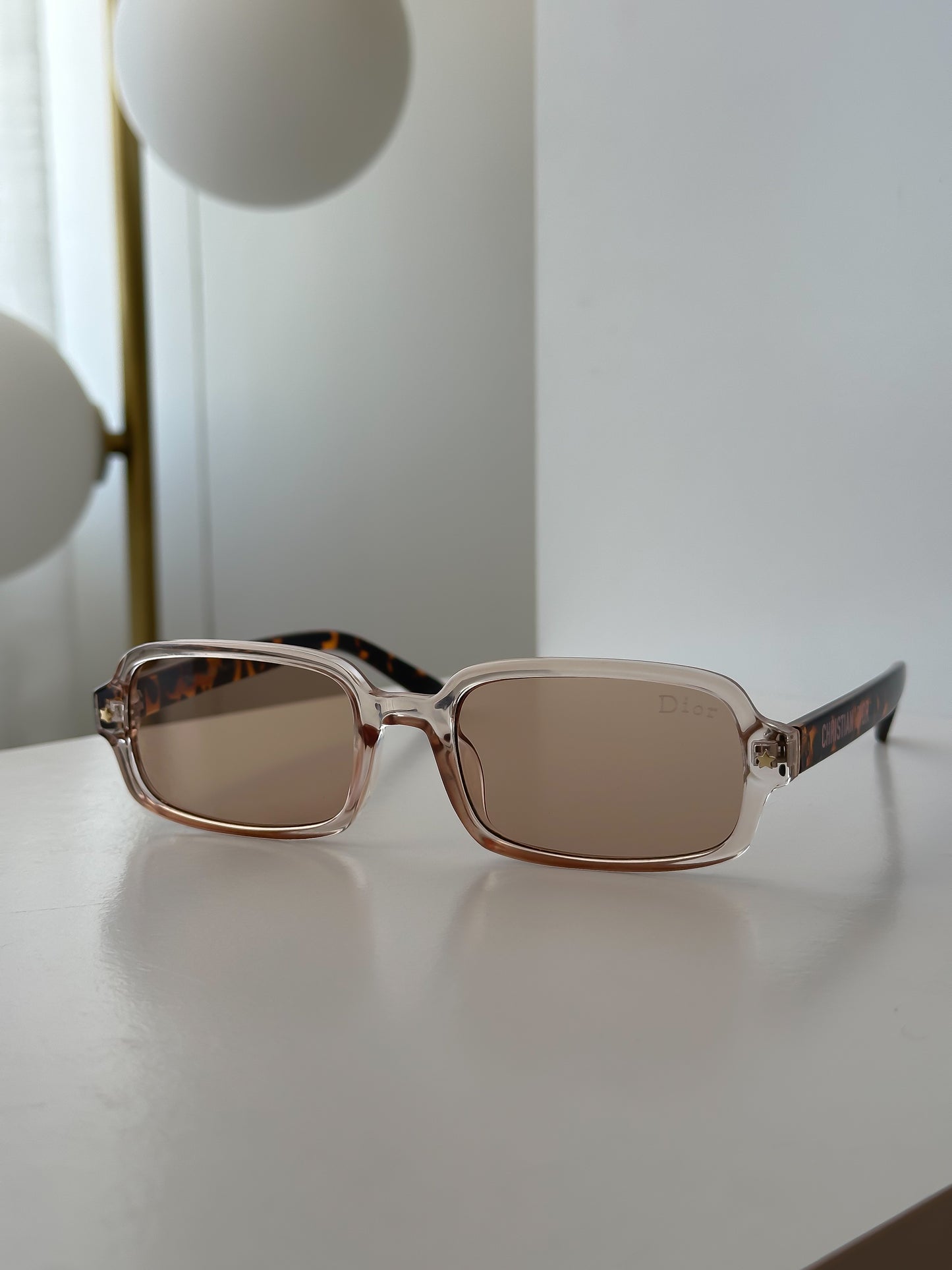 Café claro + montura beige transparente