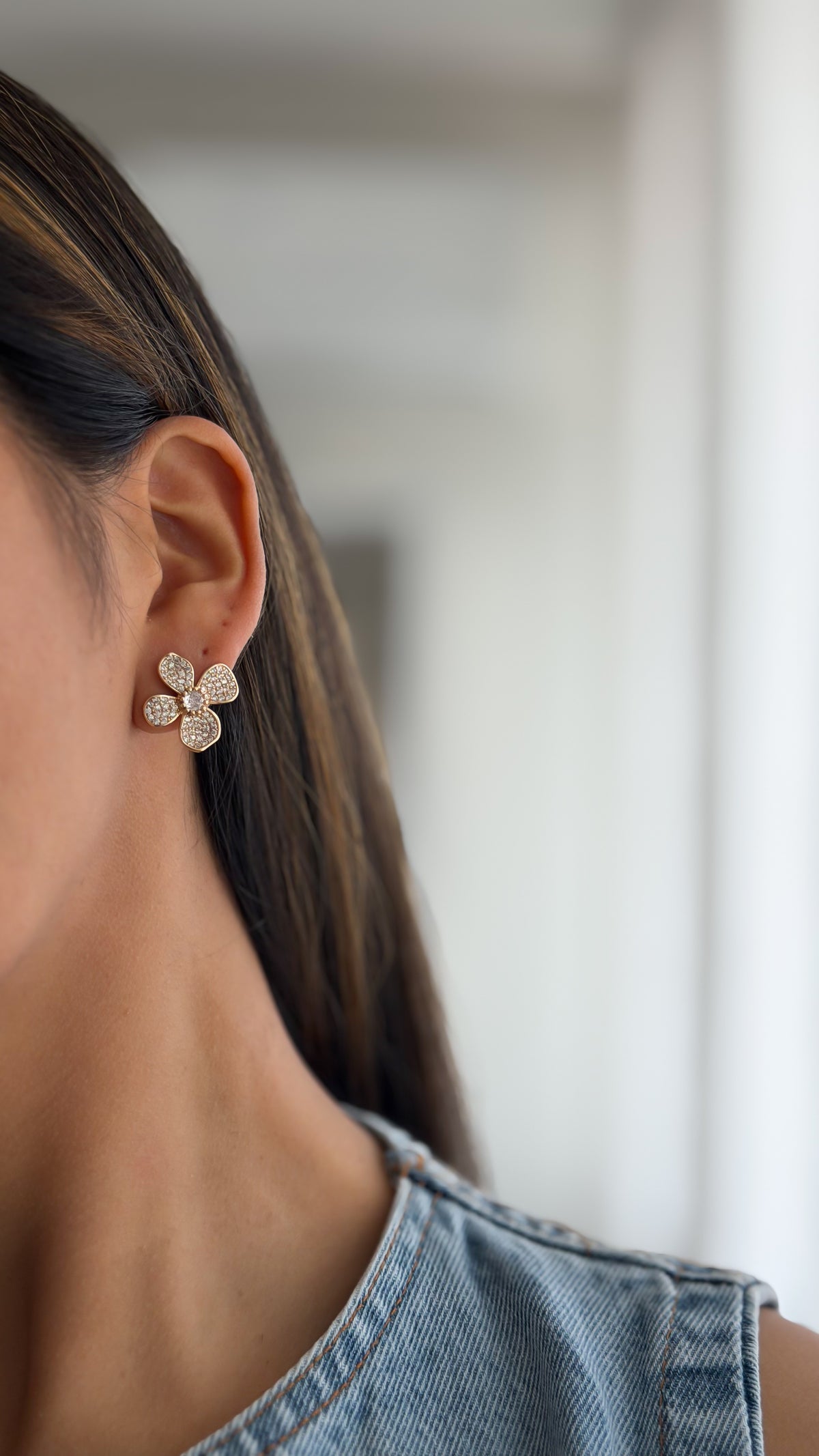Aretes flor zirconia