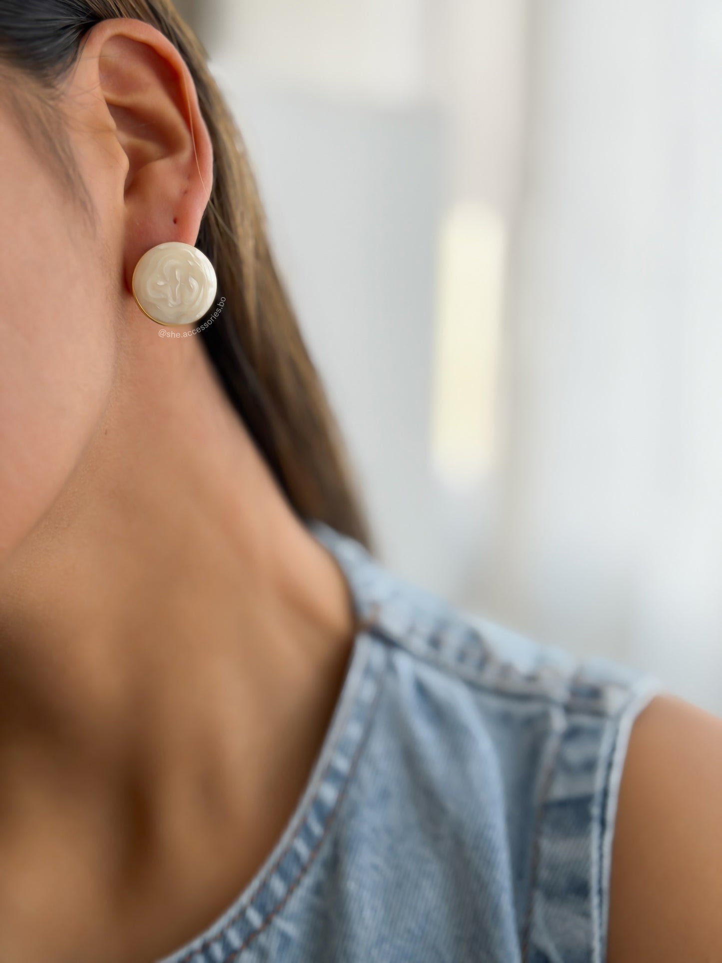 Aretes boton marmolado