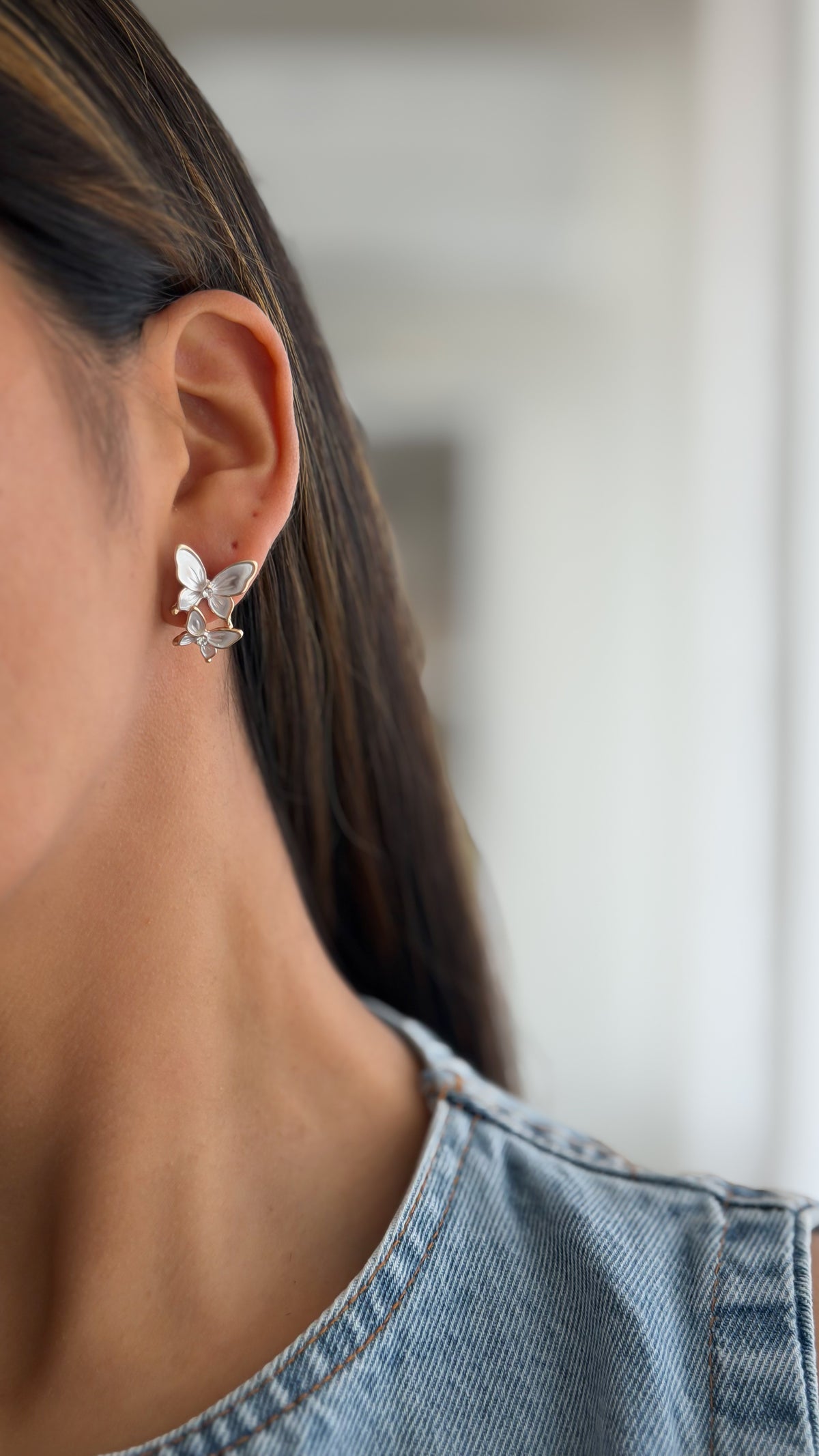 Aretes mariposa doble