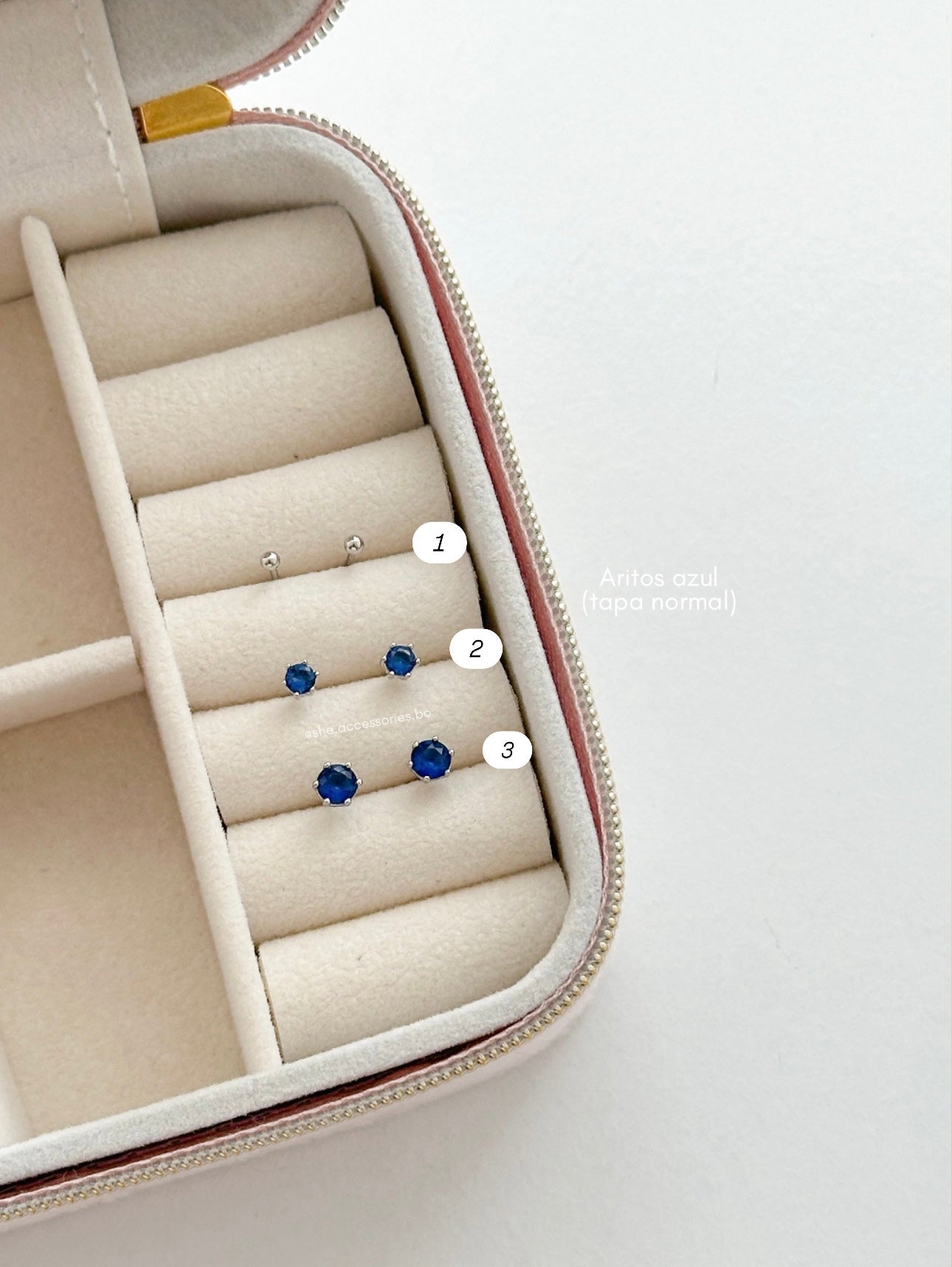 Aritos base plateado C/p azul
