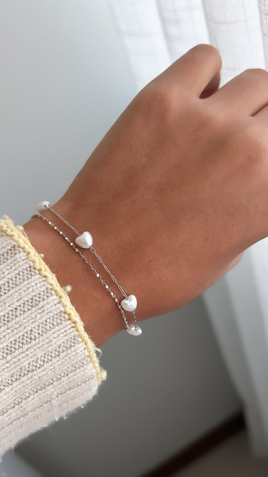 Pulsera doble plateado