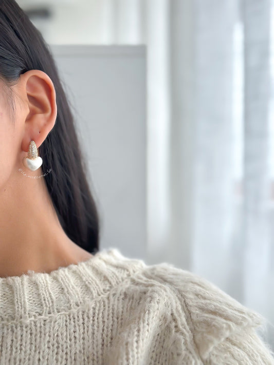 aretes perla corazón