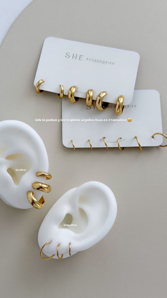 Set de argollas lisas c/pack