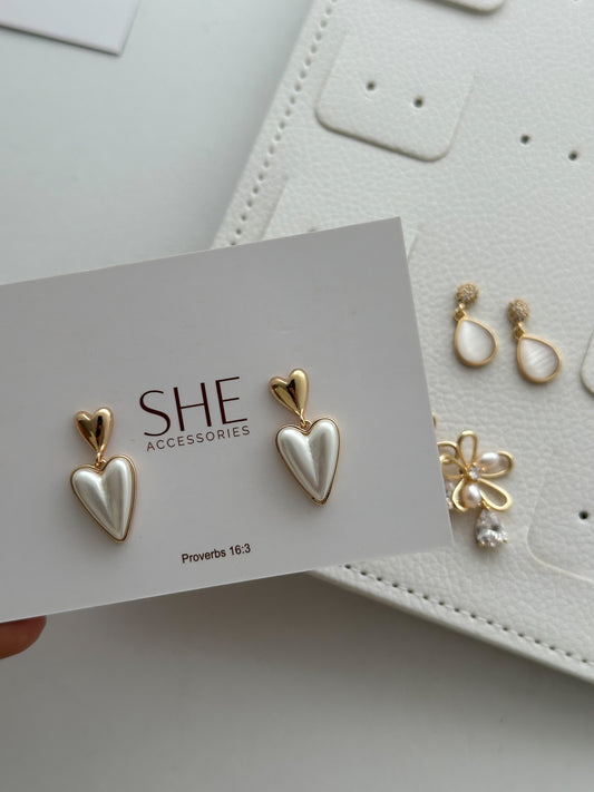 aretes corazón doble
