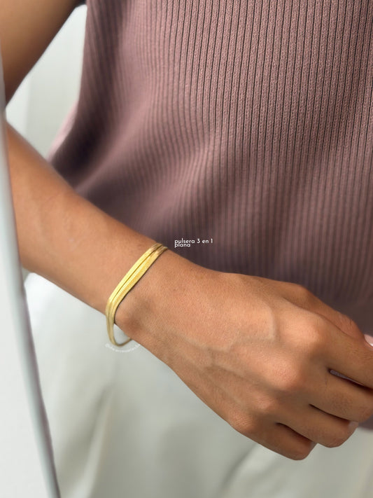 Pulsera triple plana