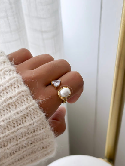 Anillo corazón y perla