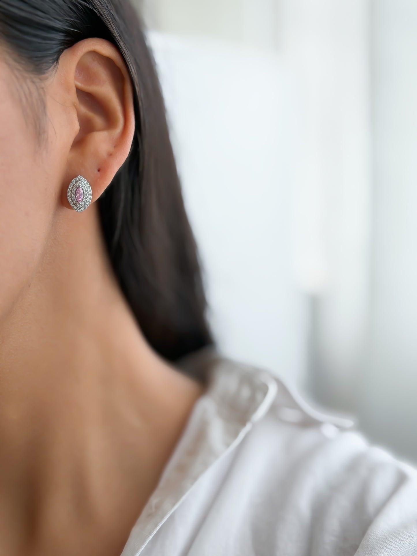 Aretes ovalados rosado