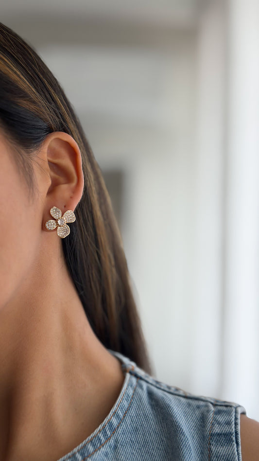 Aretes flor zirconia