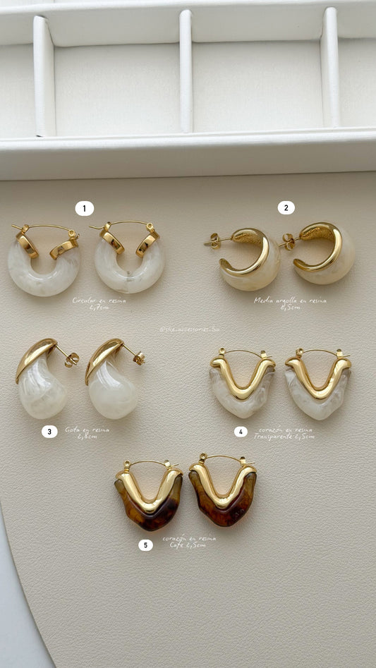 Aretes de resina C/p