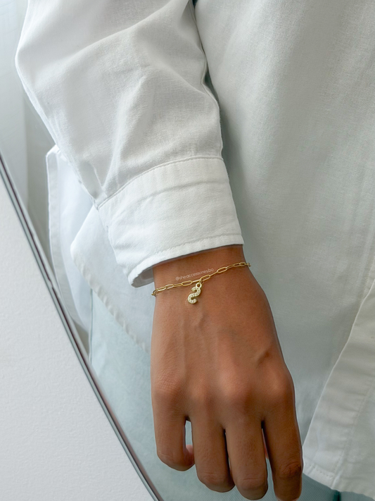 Plateado pulsera inicial (elige el que gustes)