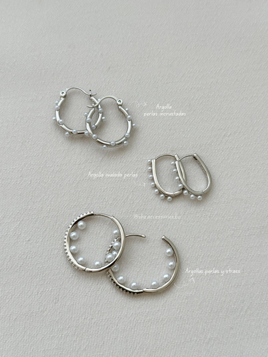 Argollas con perlas C/p