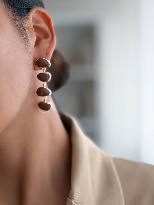 Aretes largos café