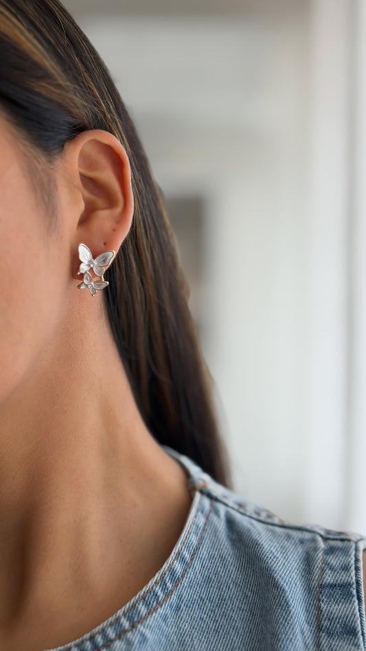 Aretes mariposa doble