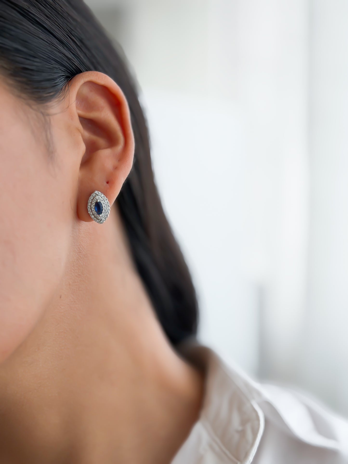 Aretes ovalados azul