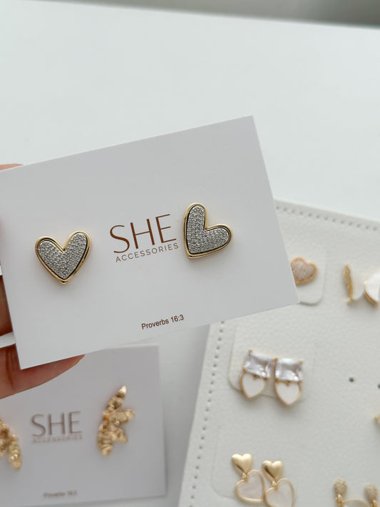 aretes corazón bicolor